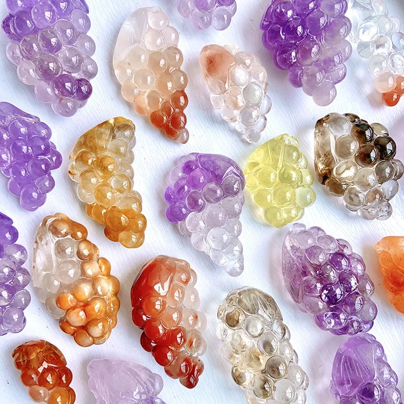 1PC Natural Crystal Grapes Statue Crafts Healing Energy Quartz Amethyst Agate Fruit Reiki Home Decoration Gift
1PC Natural Crystal Grapes Statue Crafts Healing Energy Quartz Amethyst Agate Fruit Reiki Home Decoration Gift