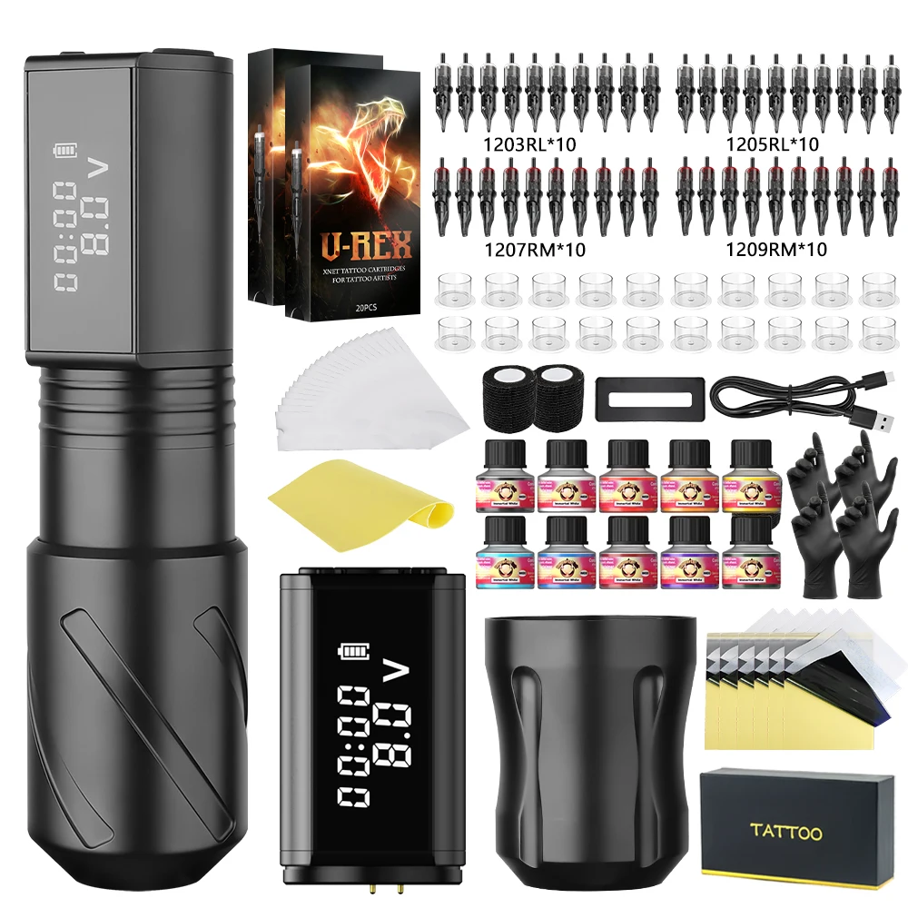 Tattoo Gun Kit T-Rex Wireless Tattoo Machine Kit Tattoo Kit Tattoo Pen Kit Rotating Tattoo Pen Kit Complete Tattoo Supplies
Tattoo Gun Kit T-Rex Wireless Tattoo Machine Kit Tattoo Kit Tattoo Pen Kit Rotating Tattoo Pen Kit Complete Tattoo Supplies