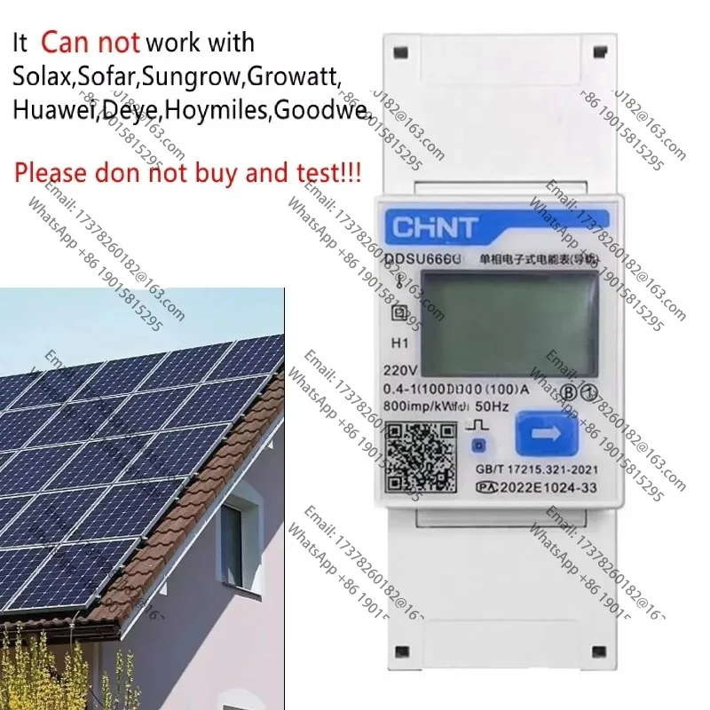 CHINT DDSU666 monofásico DIN-Rail 100A 80A CT RS485 ModBus inversorbidireccional medidor energía inteligente 
CHINT DDSU666 monofásico DIN-Rail 100A 80A CT RS485 ModBus inversorbidireccional medidor energía inteligente