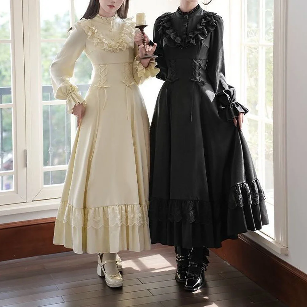 2026 Chic Vintage Gothic Black Dresses France Elegant Sweet Cosplay Costume Party Long Dress Women Spring Lace Bow Shawl Dress
2026 Chic Vintage Gothic Black Dresses France Elegant Sweet Cosplay Costume Party Long Dress Women Spring Lace Bow Shawl Dress
