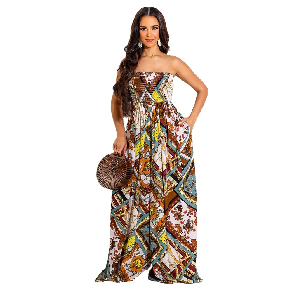 Sexy Strapless Jumpsuits Women Fashion Print Loose Rompers Pockets High Streetwear Female Vintage Wide Leg Pants Summer Playsuit
Sexy Strapless Jumpsuits Women Fashion Print Loose Rompers Pockets High Streetwear Female Vintage Wide Leg Pants Summer Playsuit