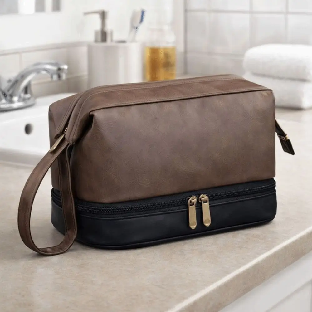 Large Capacity Men Cosmetic Bag Retro Waterproof Toiletry Bag PU Leather Dry-wet separation Business Makeup Pouch Business
Large Capacity Men Cosmetic Bag Retro Waterproof Toiletry Bag PU Leather Dry-wet separation Business Makeup Pouch Business