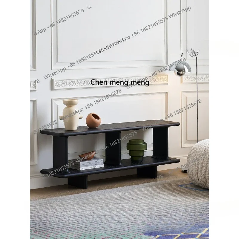 French vintage style black living room against the wall designer solid wood floor shelf
French vintage style black living room against the wall designer solid wood floor shelf