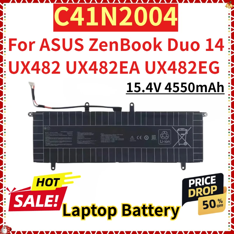 For ASUS ZenBook Duo 14 UX482 UX482EA UX482EG New Replacement Laptop Battery 15.4V 4550mAh C41N2004
For ASUS ZenBook Duo 14 UX482 UX482EA UX482EG New Replacement Laptop Battery 15.4V 4550mAh C41N2004