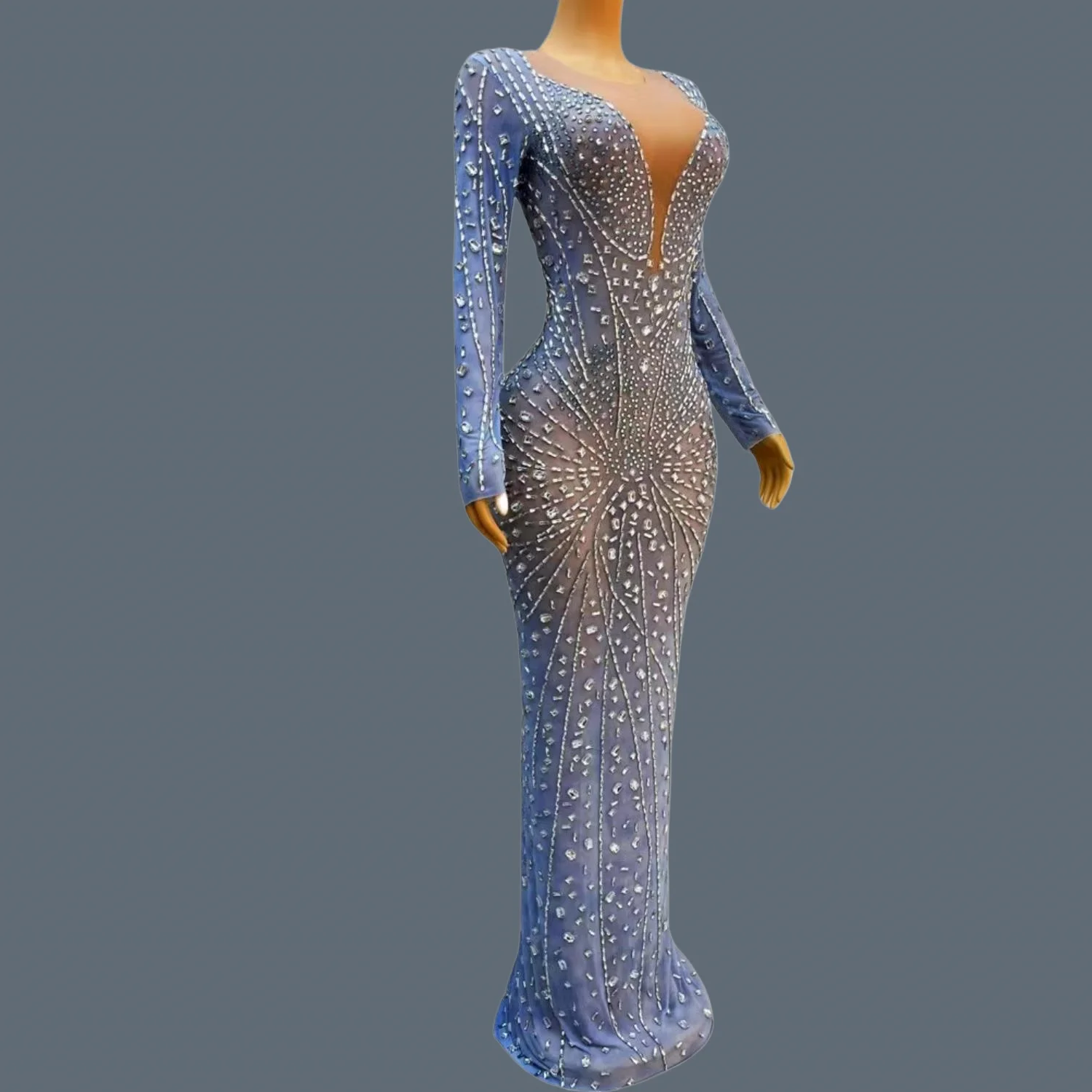 Blue Silver Rhinestone Mermaid Evening Gown Sheer Mesh Formal Dress Women Prom Gala Red Carpet Wedding Guest Party Outfit Yanhua
Blue Silver Rhinestone Mermaid Evening Gown Sheer Mesh Formal Dress Women Prom Gala Red Carpet Wedding Guest Party Outfit Yanhua
