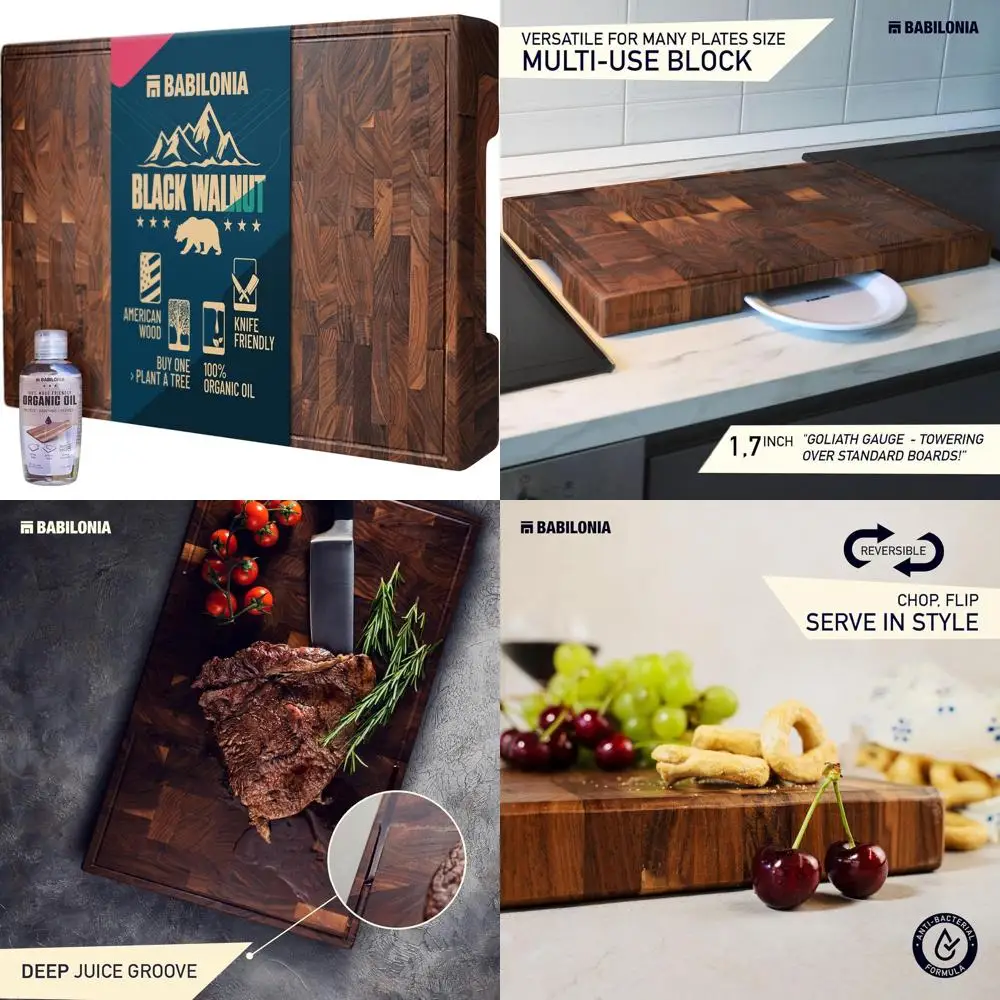 Thick 1.7 American Black Walnut Chopping Block, High-End Butcher's Wood Board, 15.7 x 10.2 with Oil & Plate
Thick 1.7 American Black Walnut Chopping Block, High-End Butcher's Wood Board, 15.7 x 10.2 with Oil & Plate