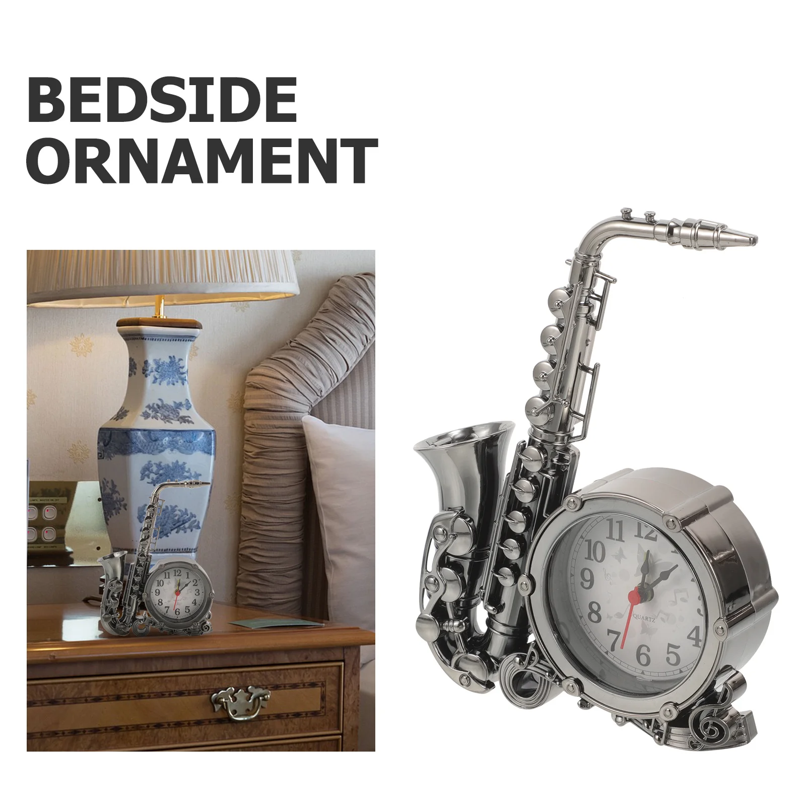 Saxophone Shaped Tabletop Clock Vintage Metal Round Alarm For Bedroom Office Home Decor Retro Desktop Timepiece Silent
Saxophone Shaped Tabletop Clock Vintage Metal Round Alarm For Bedroom Office Home Decor Retro Desktop Timepiece Silent