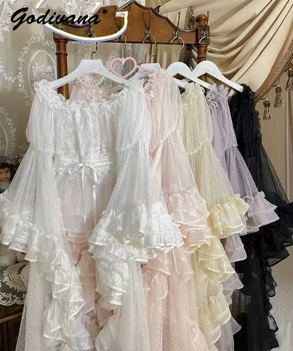 Lolita Inner Shirt New Spring Summer Women Girls Sweet Lolita Transparent Mesh Dot Yarn Off Shoulder Blouses Big Ji Sleeve Tops
Lolita Inner Shirt New Spring Summer Women Girls Sweet Lolita Transparent Mesh Dot Yarn Off Shoulder Blouses Big Ji Sleeve Tops