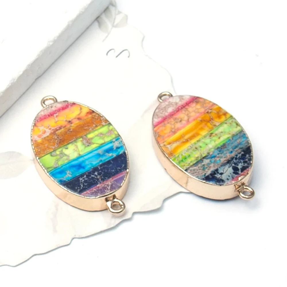 21x39mm 1PC Oval Shape Natural Stone Connectors Colorful Imperial Stone Double Hole Charms DIY Making Necklace Accessories
21x39mm 1PC Oval Shape Natural Stone Connectors Colorful Imperial Stone Double Hole Charms DIY Making Necklace Accessories