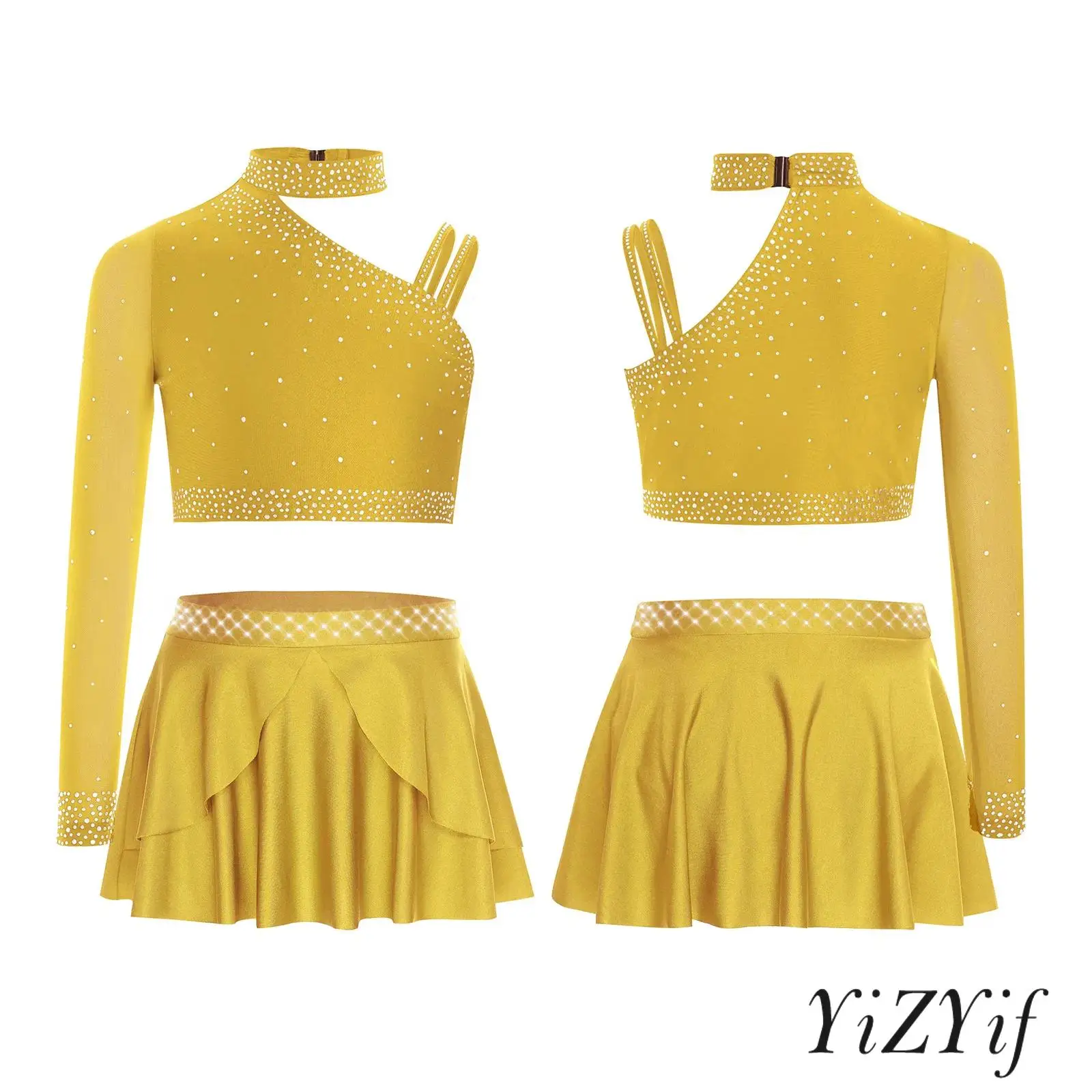 Ballet Jazz Dance Outfit for Girls Glitter Crop Top with Built-in Briefs Press Buttons with Irregular Hem Skirt for Modern Dance
Ballet Jazz Dance Outfit for Girls Glitter Crop Top with Built-in Briefs Press Buttons with Irregular Hem Skirt for Modern Dance