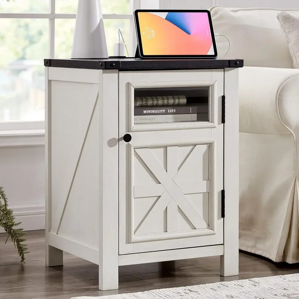 armhouse End Table with Charging Station,Barn Door & Adjustable Shelf,Wooden Sofa Side Table with 3-Tier Storage for Living Room
armhouse End Table with Charging Station,Barn Door & Adjustable Shelf,Wooden Sofa Side Table with 3-Tier Storage for Living Room