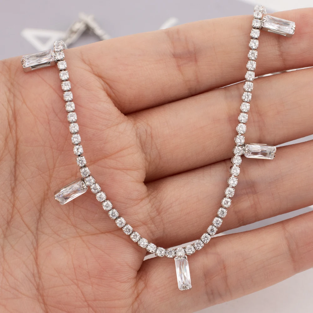 France New Trends Stainless Steel Necklace Italy Colorful Cubic Zircon Jewelry Hypoallergenic Clavicle Chain Gift For Graduate
France New Trends Stainless Steel Necklace Italy Colorful Cubic Zircon Jewelry Hypoallergenic Clavicle Chain Gift For Graduate