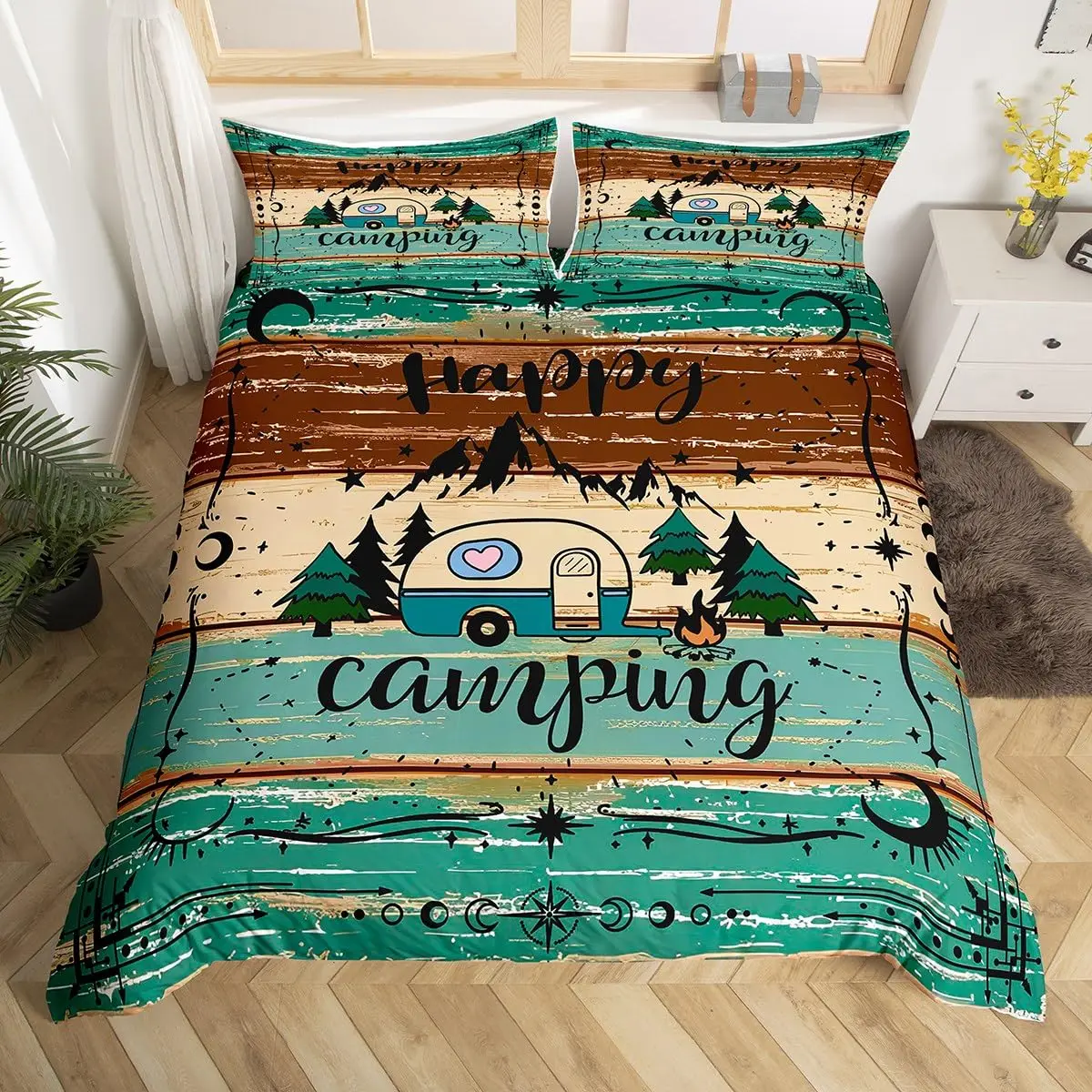 Camping Duvet Cover Lodge Cabin Camp Travel Car Bedding Set,Happy Glamping Trailer Comforter Cover Queen,Vintage Farmhouse Decor
Camping Duvet Cover Lodge Cabin Camp Travel Car Bedding Set,Happy Glamping Trailer Comforter Cover Queen,Vintage Farmhouse Decor