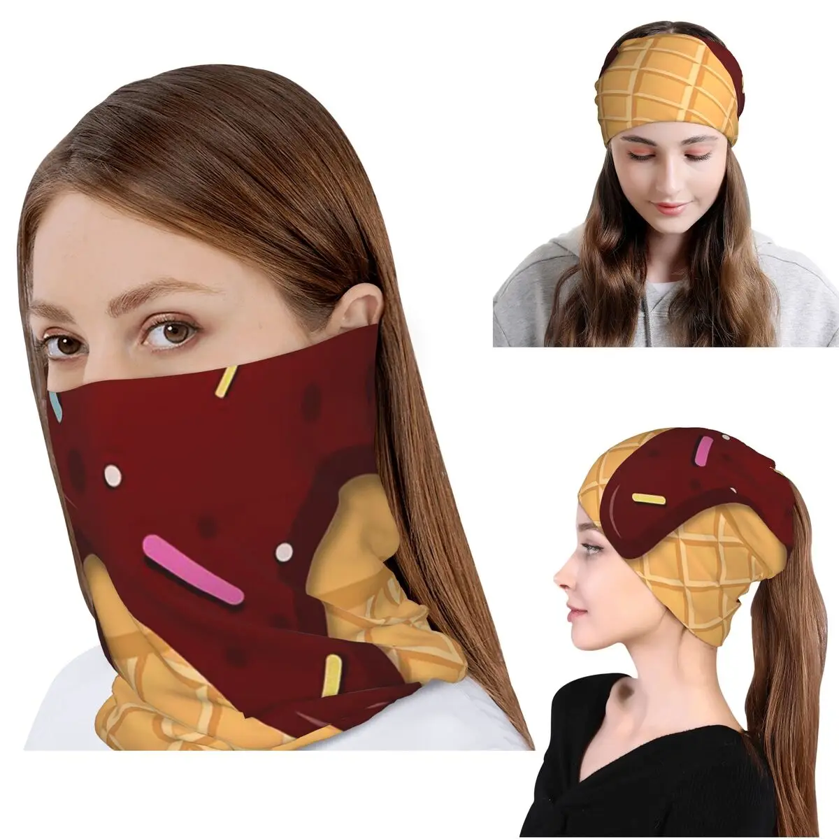 Ice Cream Waffle With Chocolate Bandana Neck Cover Mask Scarf Multifunction Headwear Beanies Hat for Men Women Adult All Season
Ice Cream Waffle With Chocolate Bandana Neck Cover Mask Scarf Multifunction Headwear Beanies Hat for Men Women Adult All Season
