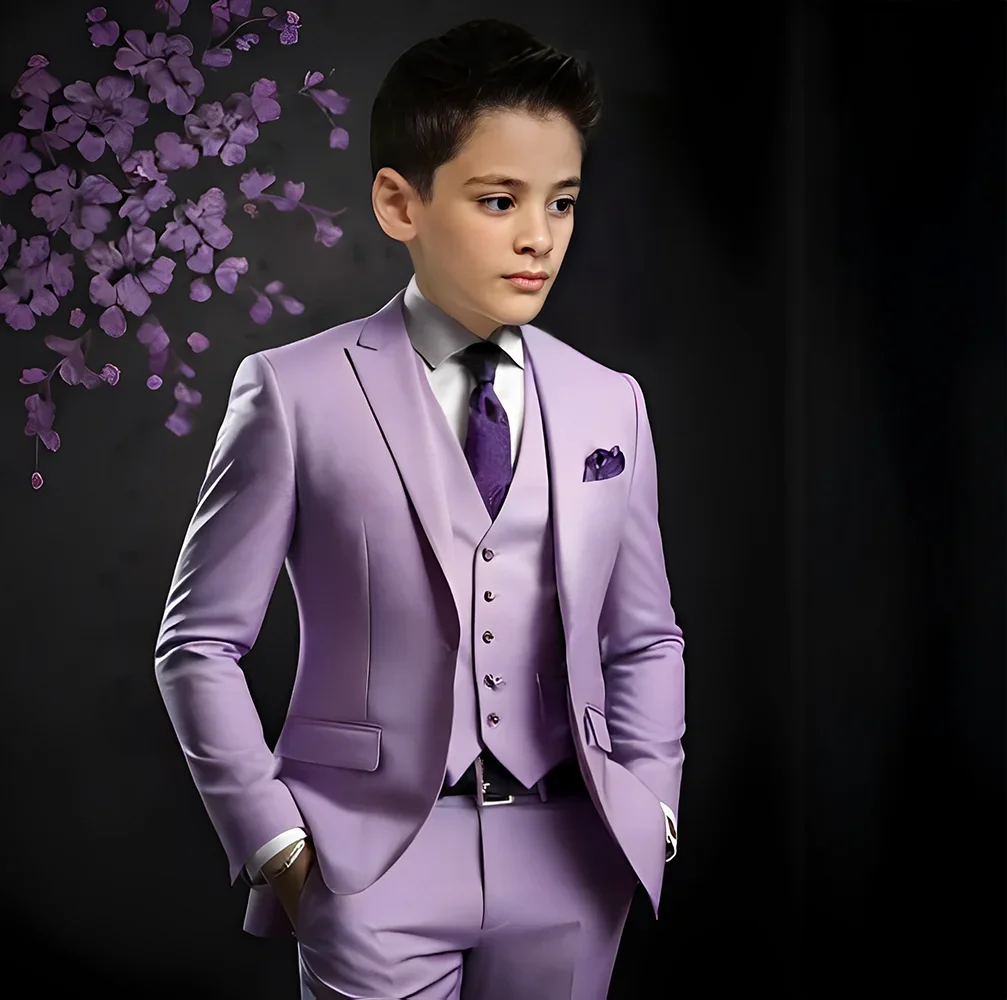 Violet Boys Suit Tuxedo for Kids 3 Piece Set Jacket Pants Vest Wedding Classic Custom Outfit Boys Suit
Violet Boys Suit Tuxedo for Kids 3 Piece Set Jacket Pants Vest Wedding Classic Custom Outfit Boys Suit