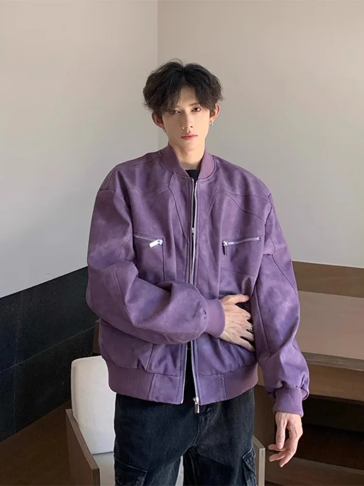 Retro American PU Leather Jaet Men's Spring Autumn Purple Deconstructed Workwear ort Motorcycle Pilot Baseball Outfit
Retro American PU Leather Jaet Men's Spring Autumn Purple Deconstructed Workwear ort Motorcycle Pilot Baseball Outfit