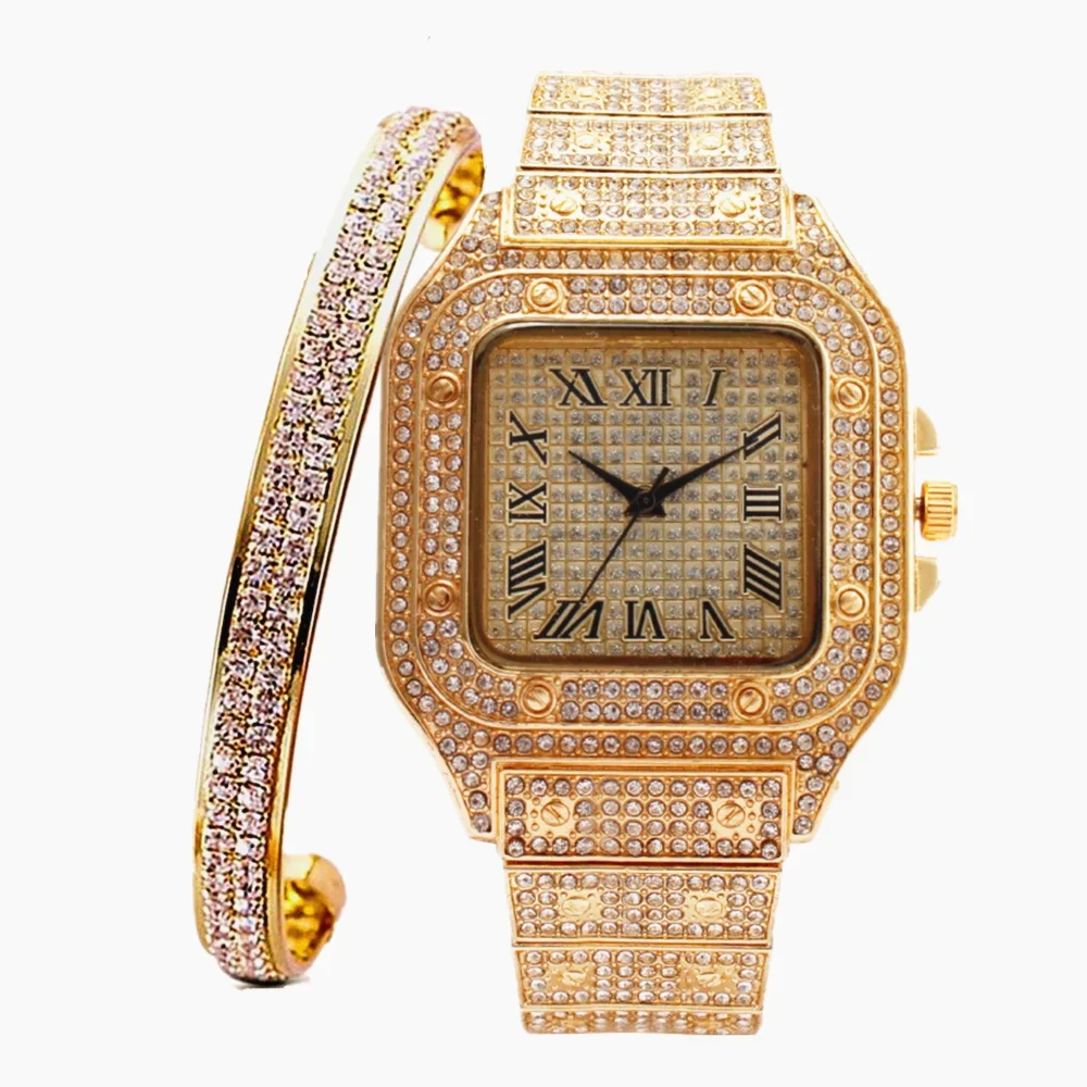 Часы-браслет для женщин Bling Miami Bracelet Iced Out Clock for Ladie Роскошные золотые наручные часы Женский комплект ювелирных изделий Relojes Para Mujer
Часы-браслет для женщин Bling Miami Bracelet Iced Out Clock for Ladie Роскошные золотые наручные часы Женский комплект ювелирных изделий Relojes Para Mujer