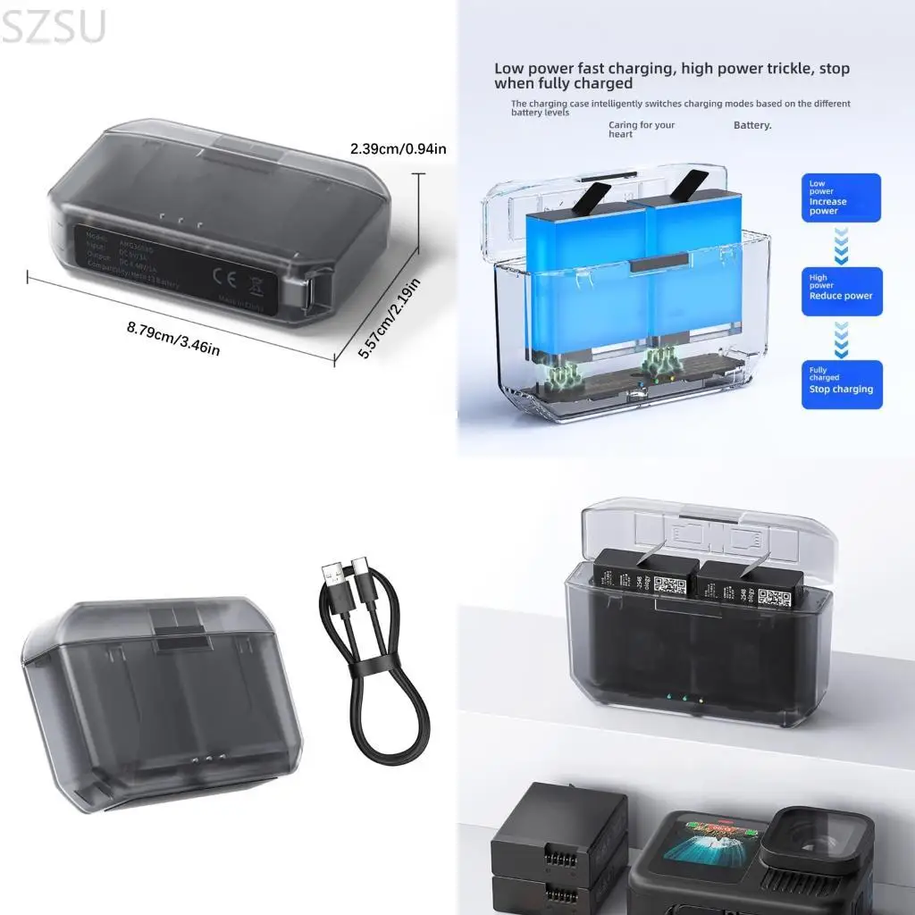 SZSU Power Charging Box For Action Cameras Simultaneous 2 Charging Function
SZSU Power Charging Box For Action Cameras Simultaneous 2 Charging Function