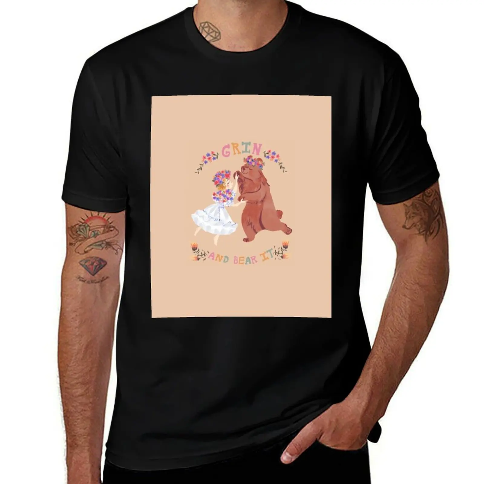 Футболка Grin and Bear It, мужские футболки для мужчин, мужская роскошная футболка 
Футболка Grin and Bear It, мужские футболки для мужчин, мужская роскошная футболка