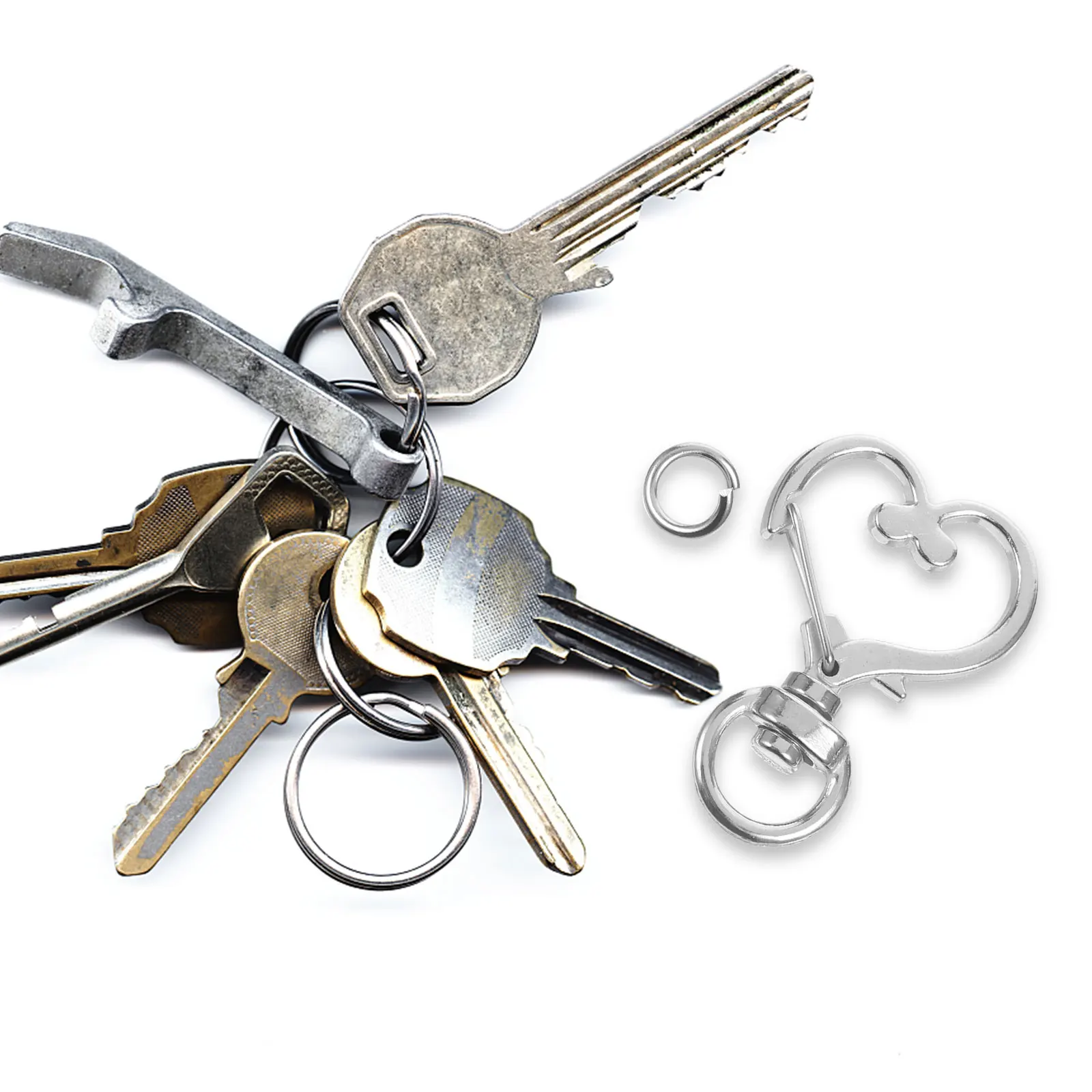 50 pcs Shaped Buckle Silver Color Hanging Keychains Hanging Heart Key Ring Accessories Connector Women Jewelry Parts
50 pcs Shaped Buckle Silver Color Hanging Keychains Hanging Heart Key Ring Accessories Connector Women Jewelry Parts