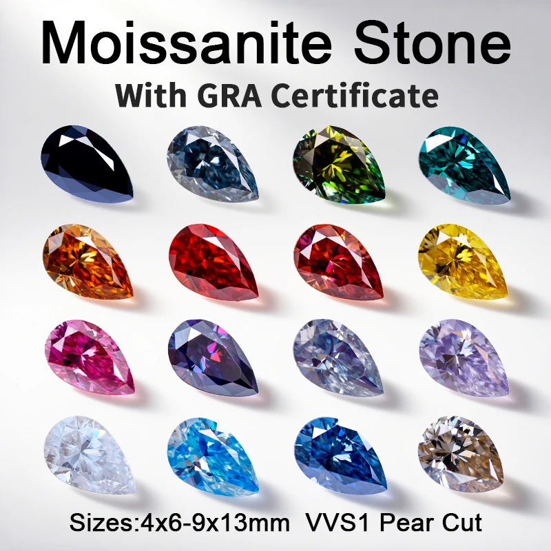 Moissanite Stone Pear Shape VVS1 Multiple Colors Pass Diamond Tester Gemstone Beads for DIY Jewelry Making with GRA Certificate
Moissanite Stone Pear Shape VVS1 Multiple Colors Pass Diamond Tester Gemstone Beads for DIY Jewelry Making with GRA Certificate