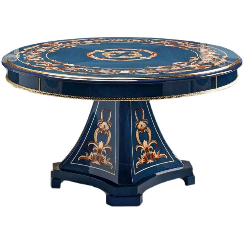 French round dining table and chair combination veneer shell parquet restaurant round table
French round dining table and chair combination veneer shell parquet restaurant round table