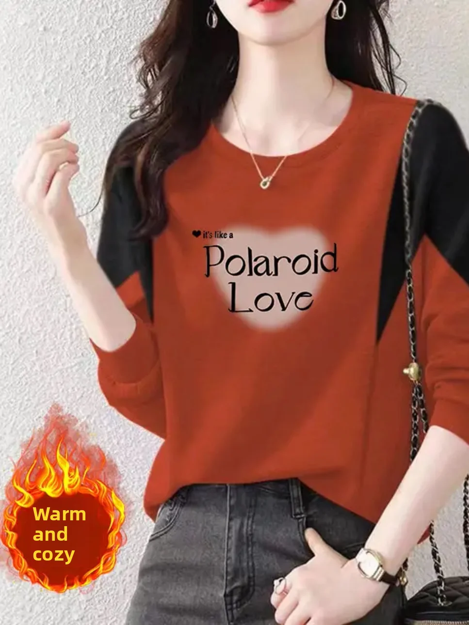 Fashionable Loose Slimming Color Block Long Sleeve round Neck Sweatshirt Women's Autumn Winter Thickened Korean Style Jacket
Fashionable Loose Slimming Color Block Long Sleeve round Neck Sweatshirt Women's Autumn Winter Thickened Korean Style Jacket