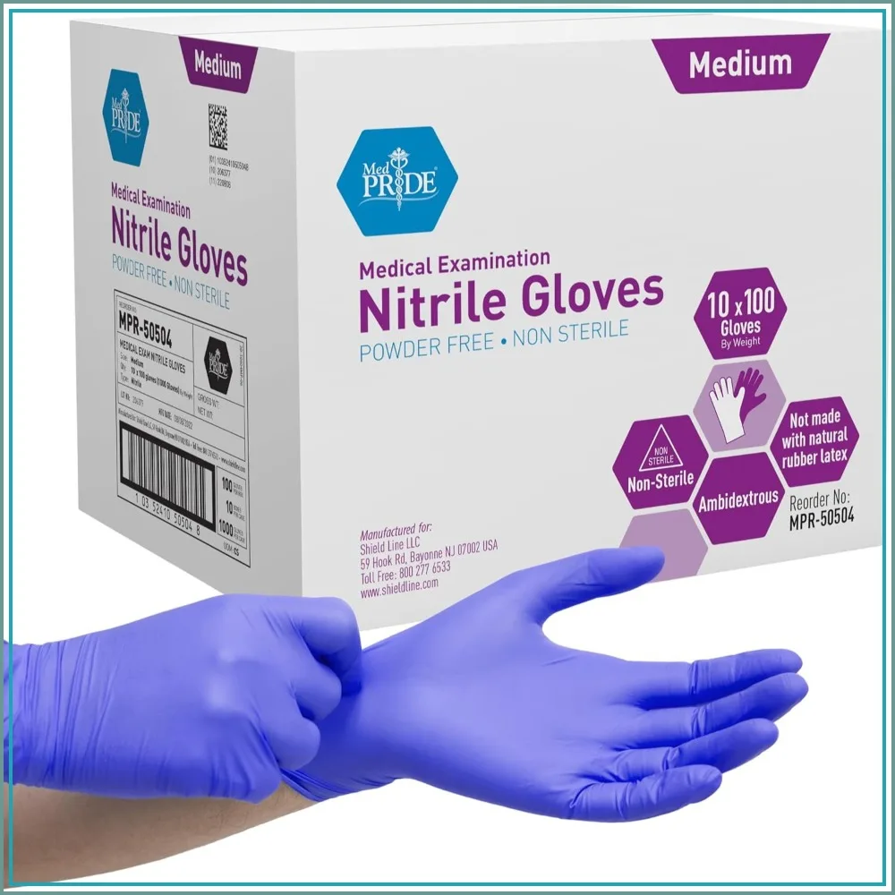 Nitrile Exam Gloves, Medium, 1000 Count - Powder-Free, Latex-Free, Textured Fingertips
Nitrile Exam Gloves, Medium, 1000 Count - Powder-Free, Latex-Free, Textured Fingertips