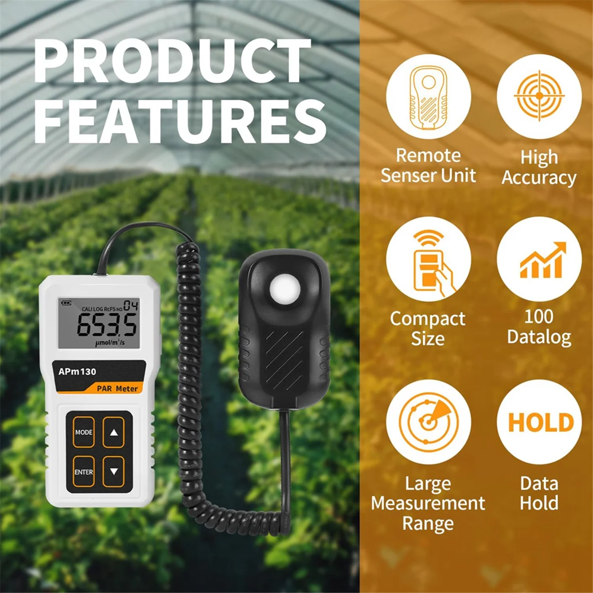 AB01 APM130 PAR Meter Quantum High Precision Light Intensity Tester PPFD Meter with 400-700nm Range for Plants Greenhouse
AB01 APM130 PAR Meter Quantum High Precision Light Intensity Tester PPFD Meter with 400-700nm Range for Plants Greenhouse