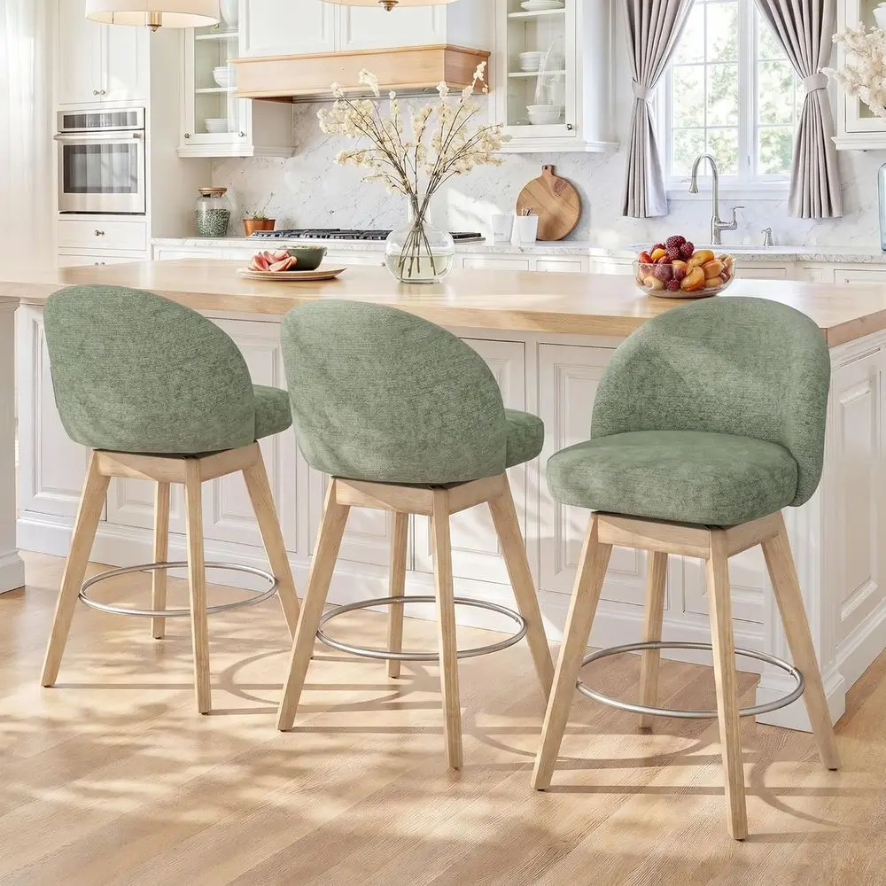 Set of 3 26 Swivel Counter Height Bar Stools with Upholstered Backs, Light Green for Kitchen Island
Set of 3 26 Swivel Counter Height Bar Stools with Upholstered Backs, Light Green for Kitchen Island