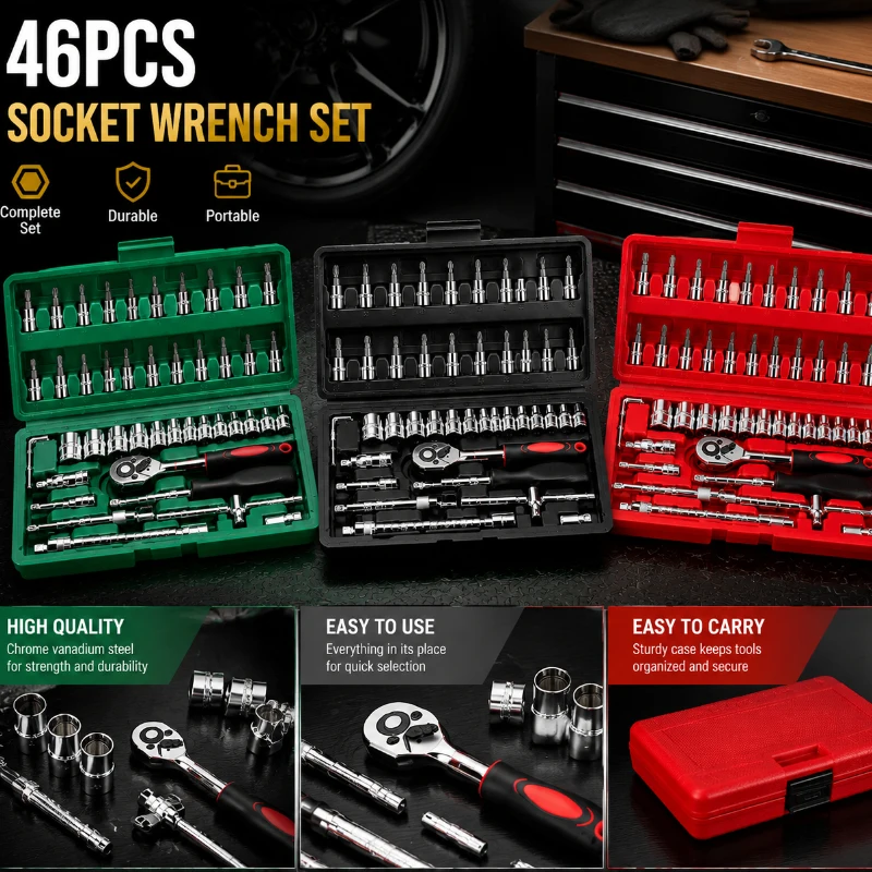 Lightweight combined repair tools, compact overall design, convenient to store in garage, home cabinet and car trunk
Lightweight combined repair tools, compact overall design, convenient to store in garage, home cabinet and car trunk