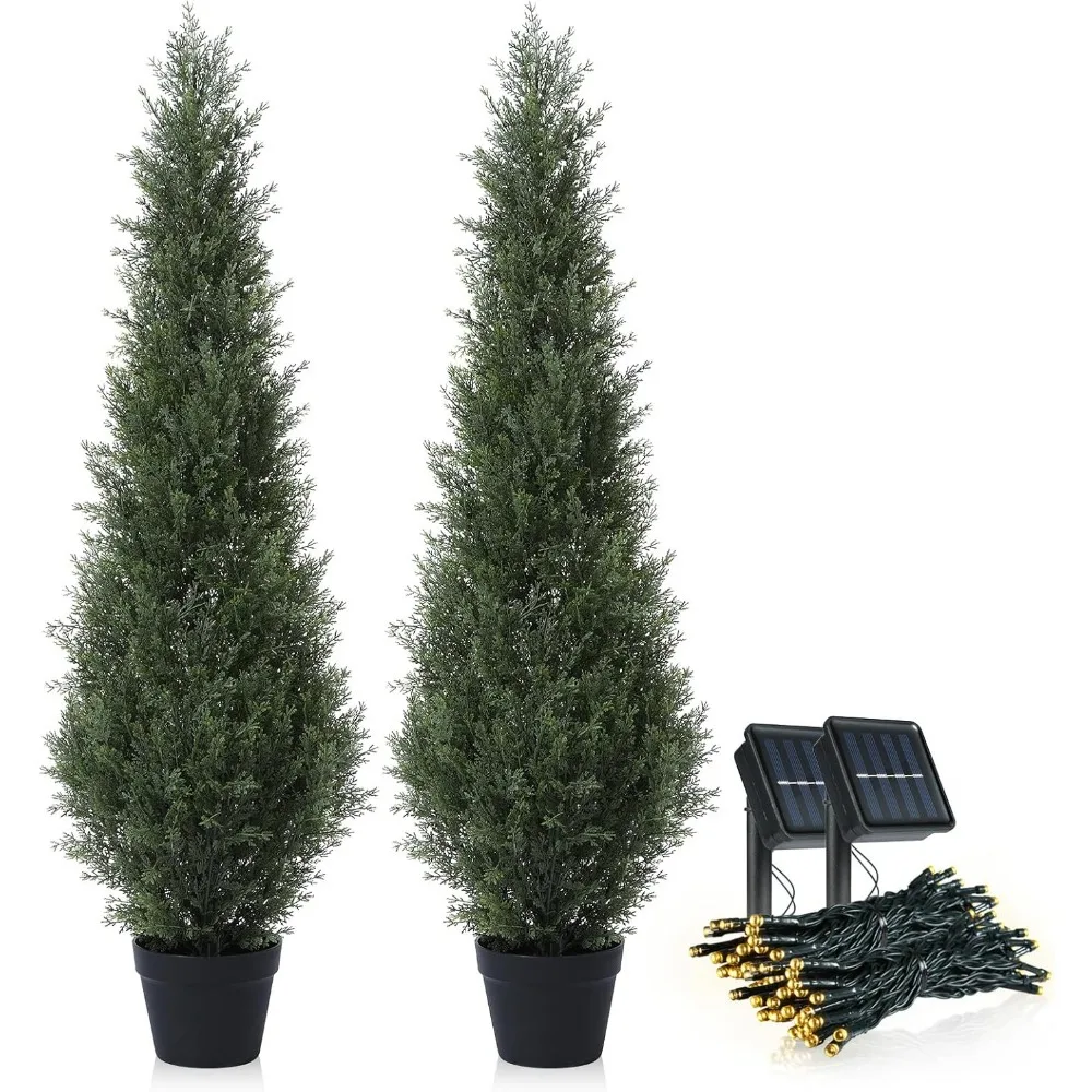 Artificial Cedar Topiary Trees for Outdoors 4ft Fake Cypress Plants with Solar Light String, Faux UV Resistant Plants for Home F 
Artificial Cedar Topiary Trees for Outdoors 4ft Fake Cypress Plants with Solar Light String, Faux UV Resistant Plants for Home F