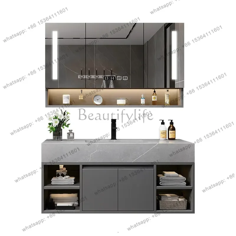 Bathroom cabinet combination rock slab integrated light luxury washbasin toilet modern bathroom cabinet
Bathroom cabinet combination rock slab integrated light luxury washbasin toilet modern bathroom cabinet