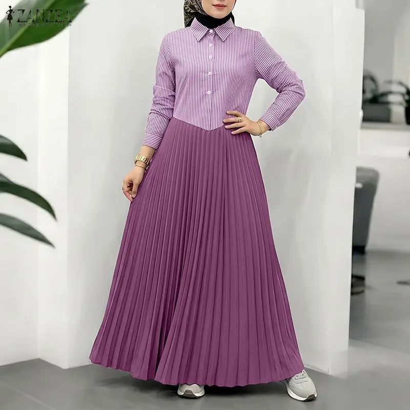 ZANZEA Women Patchwork Muslim Abaya Maxi Long Dress Elegant Casual Long Sleeve Pleated Sundress Loose Kaftan Ramadan Robe Femme
ZANZEA Women Patchwork Muslim Abaya Maxi Long Dress Elegant Casual Long Sleeve Pleated Sundress Loose Kaftan Ramadan Robe Femme