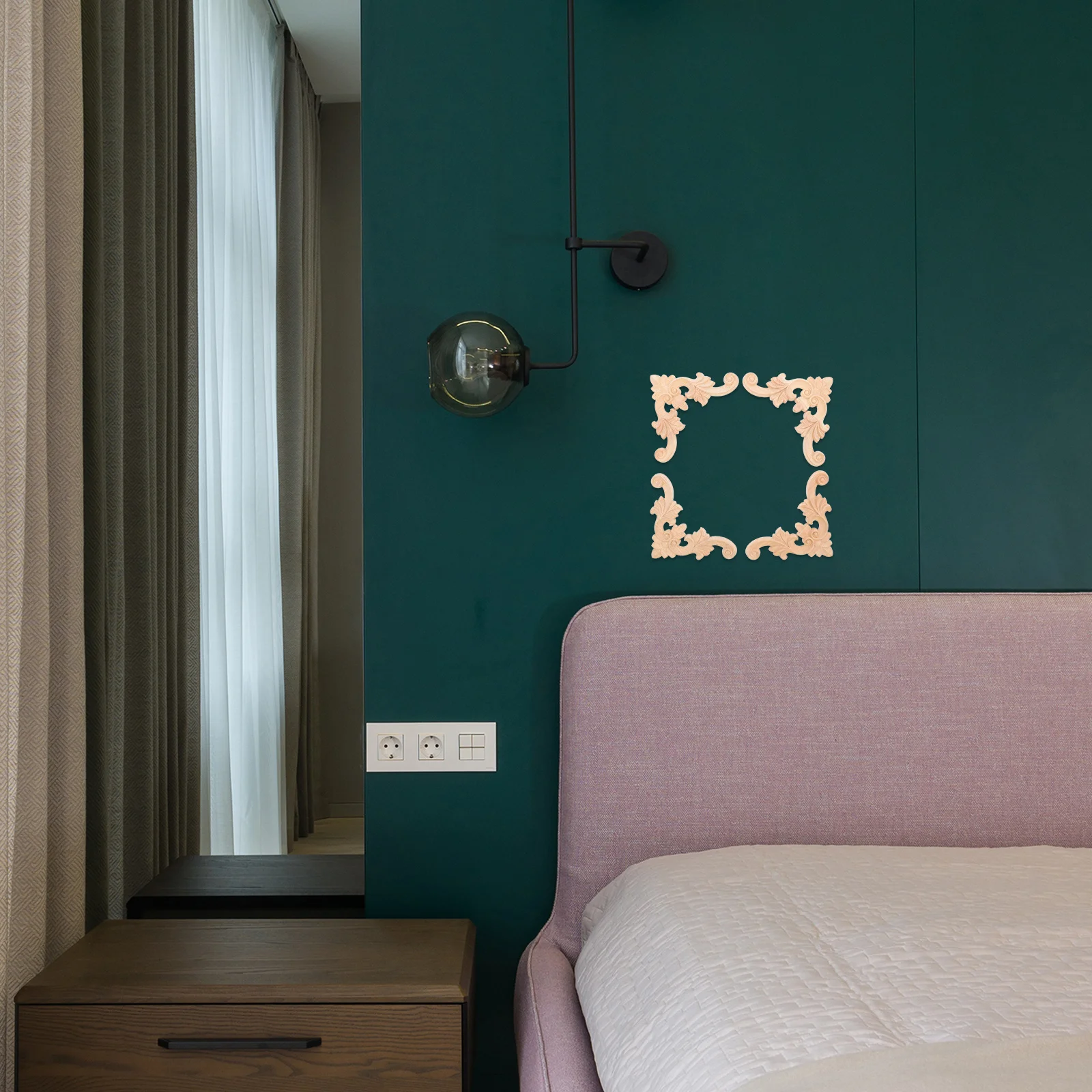 4Pcs Wooden Carved Floral Appliques Solid Wood Corner Onlay for Wardrobe Door Decorative Furniture Decoration DIY Wood Inlays
4Pcs Wooden Carved Floral Appliques Solid Wood Corner Onlay for Wardrobe Door Decorative Furniture Decoration DIY Wood Inlays