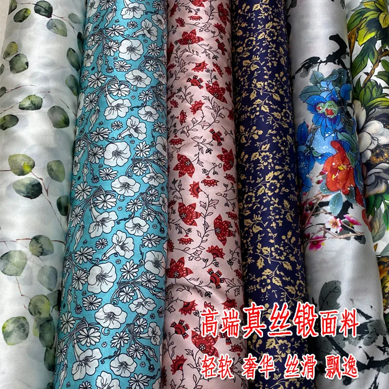 19momme Silk Stretch Satin Clothing Cloth Plant Flower Printed Skirt Shirt Cheongsam Fabric
19momme Silk Stretch Satin Clothing Cloth Plant Flower Printed Skirt Shirt Cheongsam Fabric