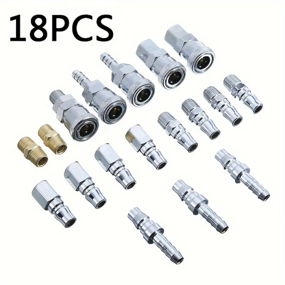 18Pcs Japanese Type Pneumatic Quick Couplers, 1/4"BSP Nickel Plated Air Compressor Hose Connector Set
18Pcs Japanese Type Pneumatic Quick Couplers, 1/4"BSP Nickel Plated Air Compressor Hose Connector Set