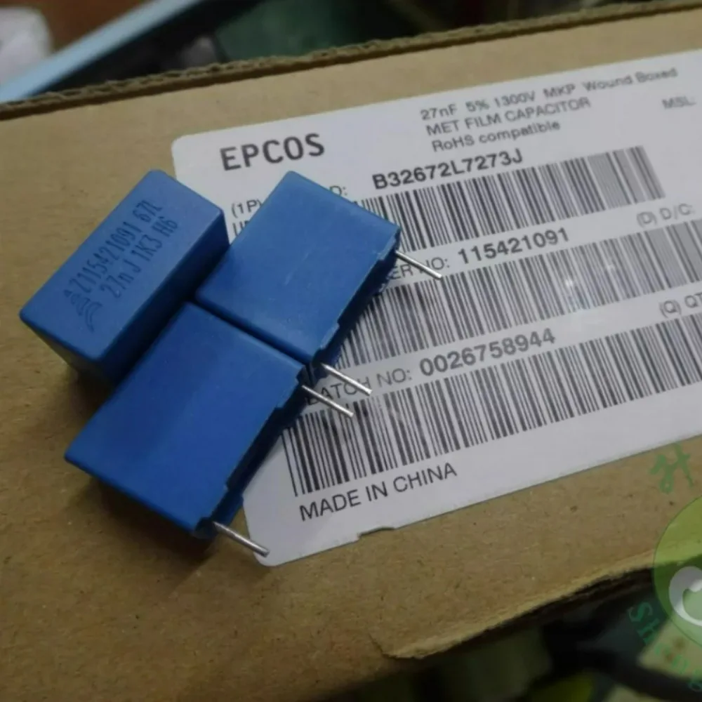 10pcs/lot EPCOS 0.027uf 1300v 27nf 273 27N J 1K3 Brand New 15mm Film Capacitor B32672L7273J
10pcs/lot EPCOS 0.027uf 1300v 27nf 273 27N J 1K3 Brand New 15mm Film Capacitor B32672L7273J