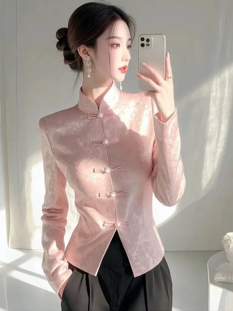 New Chinese Style National Wind Jacquard Long Sleeve Shirt Women's Spring New Retro Collar Button
New Chinese Style National Wind Jacquard Long Sleeve Shirt Women's Spring New Retro Collar Button