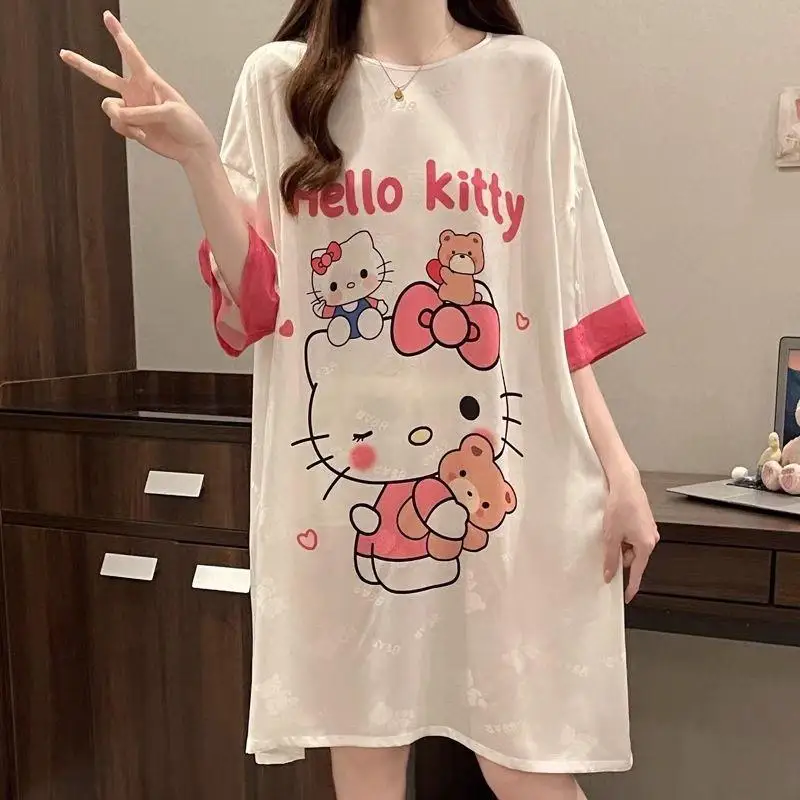 Sanrio Ice Silk Cool Pajamas Hello Kitty Nightgown Summer Girl Student Short Sleeve Loose New Style Skirt Summer Home Clothes
Sanrio Ice Silk Cool Pajamas Hello Kitty Nightgown Summer Girl Student Short Sleeve Loose New Style Skirt Summer Home Clothes