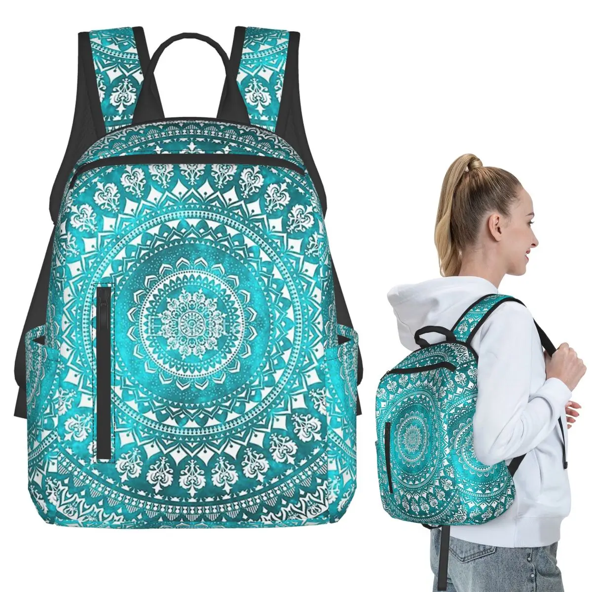 Mandala Turquoise Backpack Student BookBag Kids School Bag Computer Shoulder Bags Men Women
Mandala Turquoise Backpack Student BookBag Kids School Bag Computer Shoulder Bags Men Women