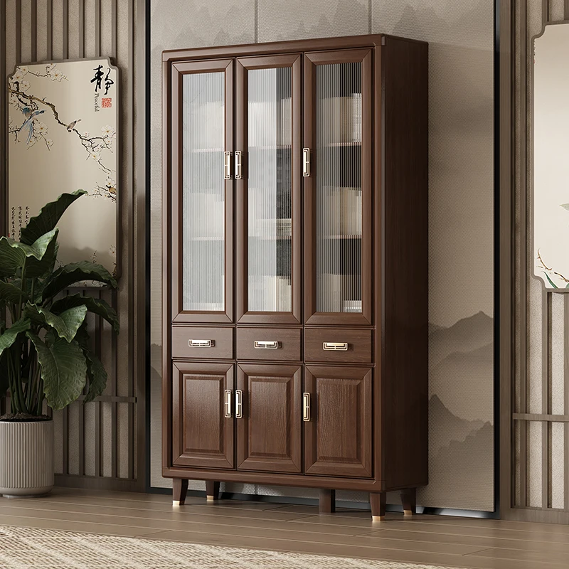 New Chinese solid wood bookcase household floor with glass door wall shelf modern simple storage cabinet locker
New Chinese solid wood bookcase household floor with glass door wall shelf modern simple storage cabinet locker