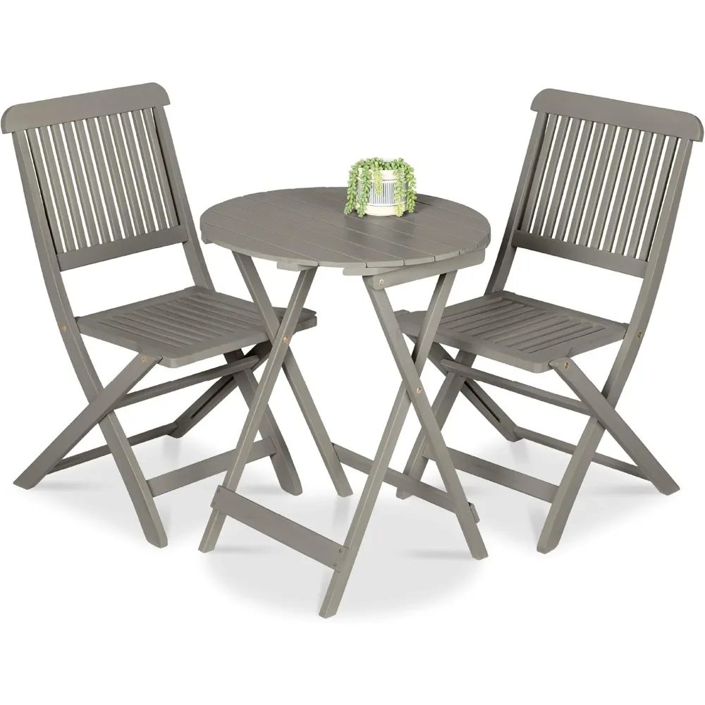 3-Piece Acacia Wood Bistro Set, Folding Patio Furniture for Backyard, Balcony, Deck w/ 2 Chairs, Round Coffee Table, Teak Finis
3-Piece Acacia Wood Bistro Set, Folding Patio Furniture for Backyard, Balcony, Deck w/ 2 Chairs, Round Coffee Table, Teak Finis