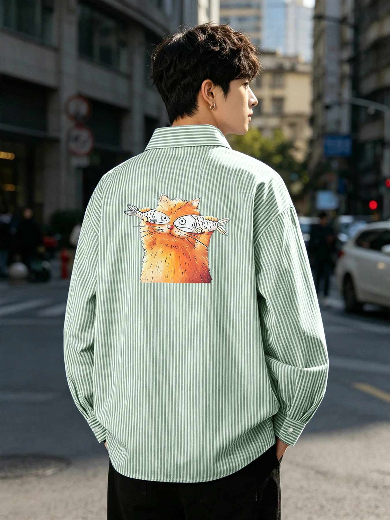 Spring and Autumn New Trendy Men's Casual Shirt with Cartoon Kitten Back Pattern Long Sleeve
Spring and Autumn New Trendy Men's Casual Shirt with Cartoon Kitten Back Pattern Long Sleeve