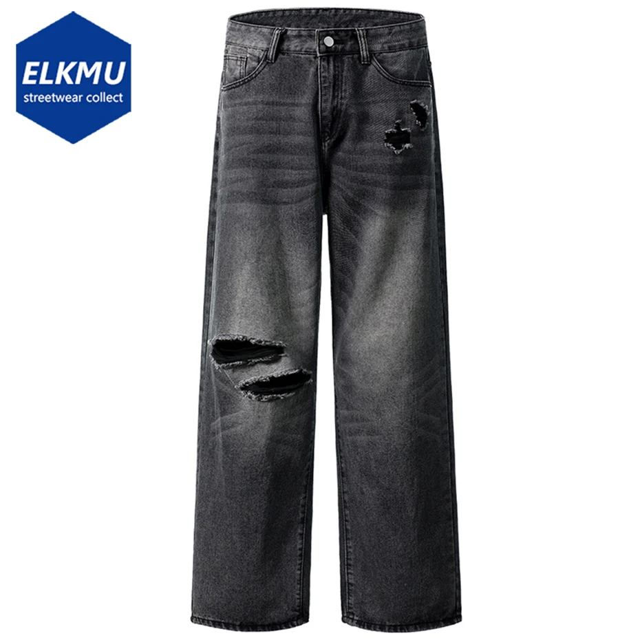 Vintage Black Ripped Jeans Wide Leg Baggy Jeans Trousers Men Loose Casual Straight Denim Pants
Vintage Black Ripped Jeans Wide Leg Baggy Jeans Trousers Men Loose Casual Straight Denim Pants