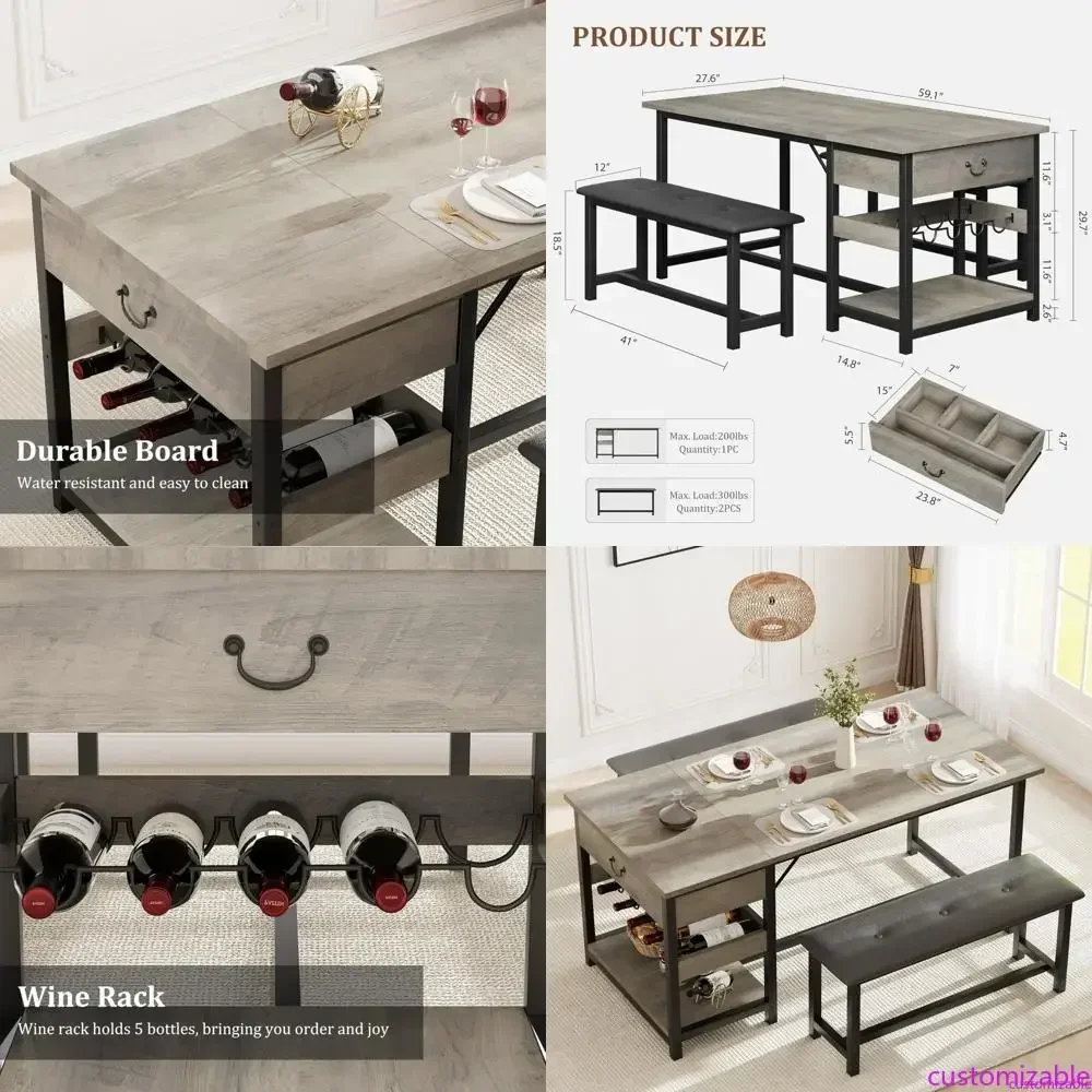 Обеденный комплект на 4 персоны с обитой обивкой скамьей и ящиками для хранения для кухни и столовой
Обеденный комплект на 4 персоны с обитой обивкой скамьей и ящиками для хранения для кухни и столовой