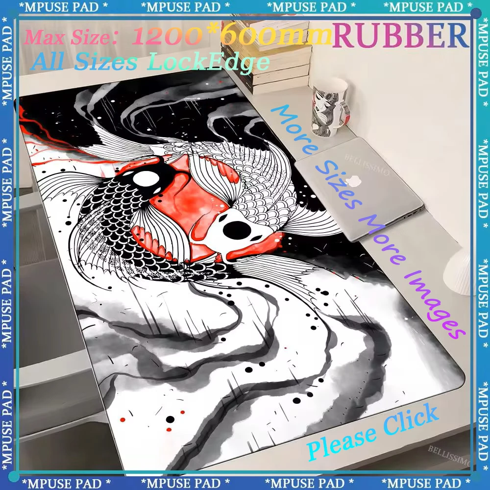 Japanese style desk pad fish shaped XXL mouse pads black and white oversized game keyboard pad aesthetic lock edge computer pad
Japanese style desk pad fish shaped XXL mouse pads black and white oversized game keyboard pad aesthetic lock edge computer pad