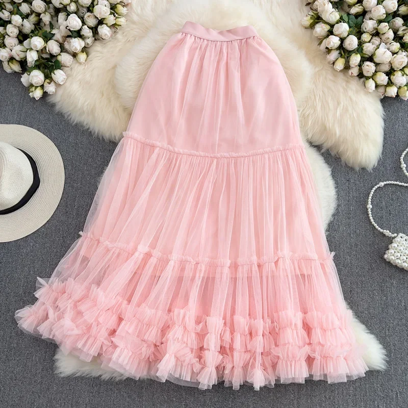 Fashionable Solid Kawaii Tiered Maxi Tulle Skirt for Women Blue Floor-Length A-Line Skirts Female 92CM Long Tutu Skirts Summer
Fashionable Solid Kawaii Tiered Maxi Tulle Skirt for Women Blue Floor-Length A-Line Skirts Female 92CM Long Tutu Skirts Summer