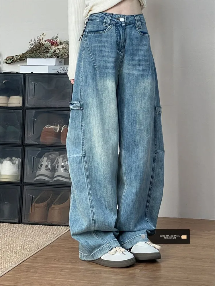 plus Size Women's Light Blue Wide Leg Straight Cut Jeans High Waist Loose Slimming Scythe Pants Retro Style Pure Color Denim
plus Size Women's Light Blue Wide Leg Straight Cut Jeans High Waist Loose Slimming Scythe Pants Retro Style Pure Color Denim