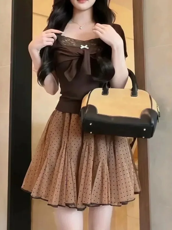 plus Size Soft Style Coffee Polka Dot A-Line Skirt Summer New Special Beautiful Short Skirt for Ladies Commute Korean Style
plus Size Soft Style Coffee Polka Dot A-Line Skirt Summer New Special Beautiful Short Skirt for Ladies Commute Korean Style